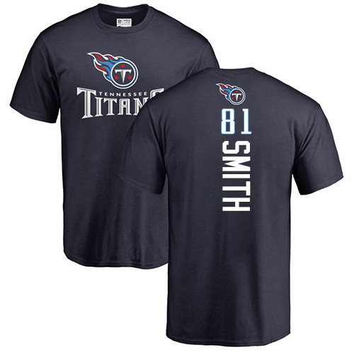 Tennessee Titans Men Navy Blue Jonnu Smith Backer NFL Football 81 T Shirt